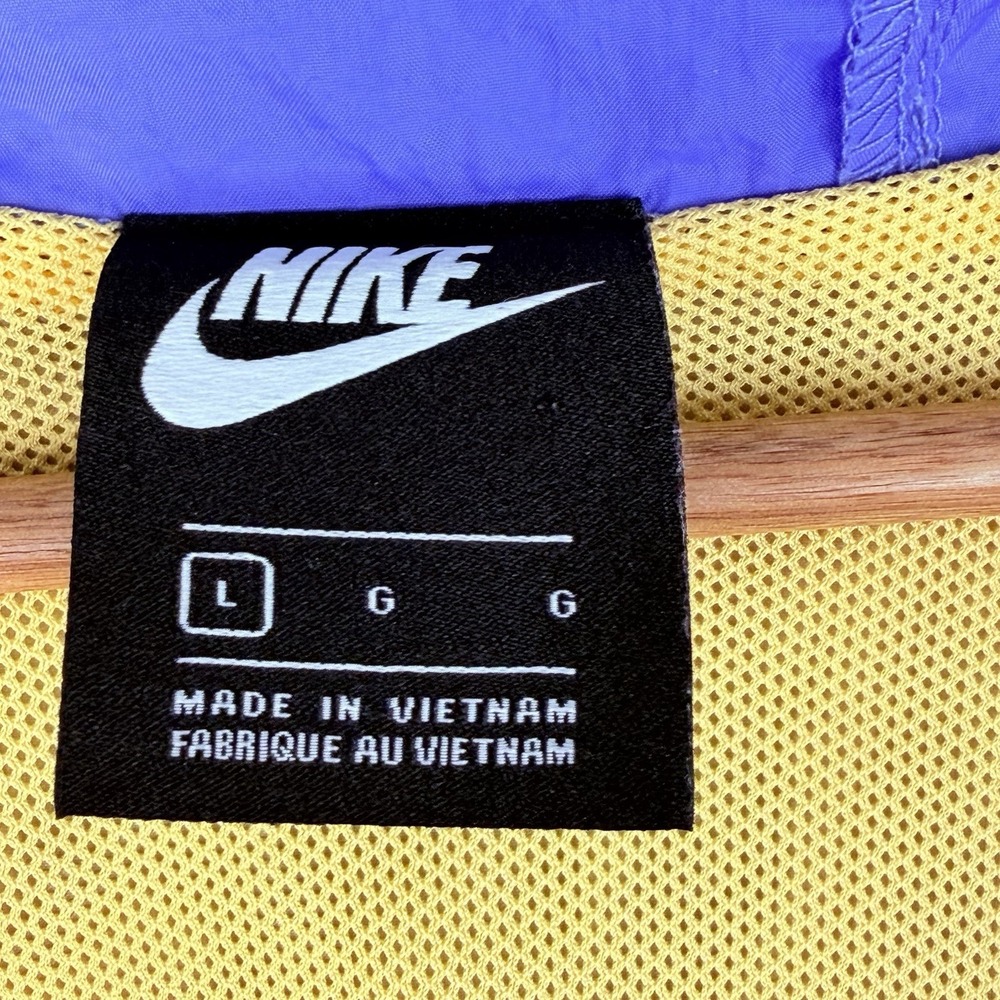 Nike Windbreaker Jacket Colorblock Purple Yellow Retro Sporty Hooded SZ-Large - Picture 9 of 14